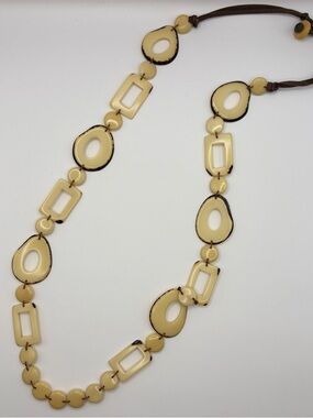Cream Tagua Nut Geometric Shapes Necklace
